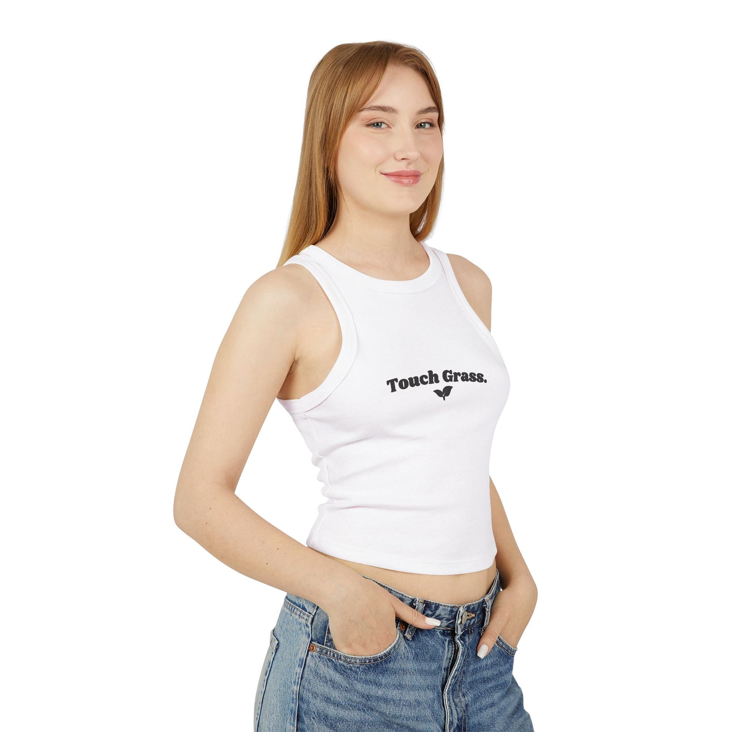 Racer Cut Touch Grass Tank Top